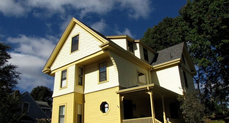 yellow painted exterior painting Lexington ma