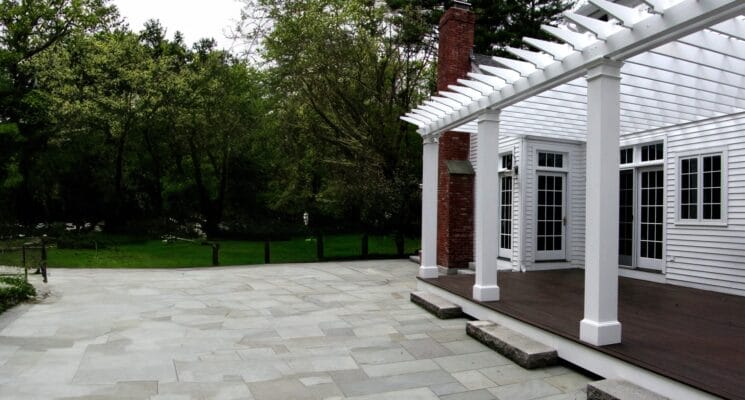 outside deck patio, white house