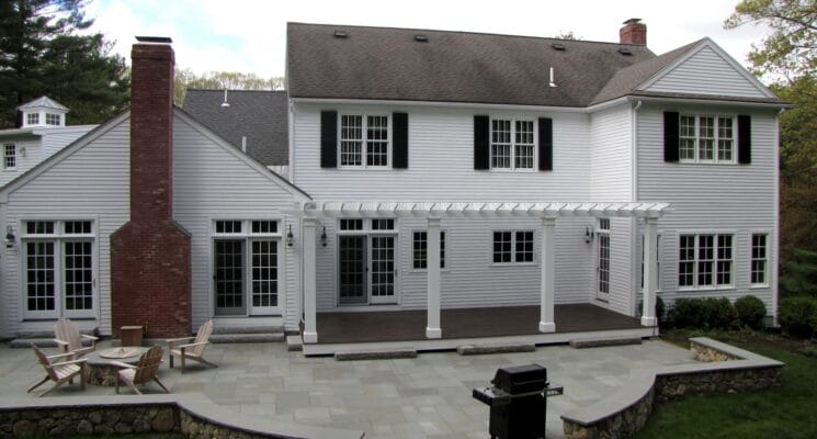 outside deck patio, white house